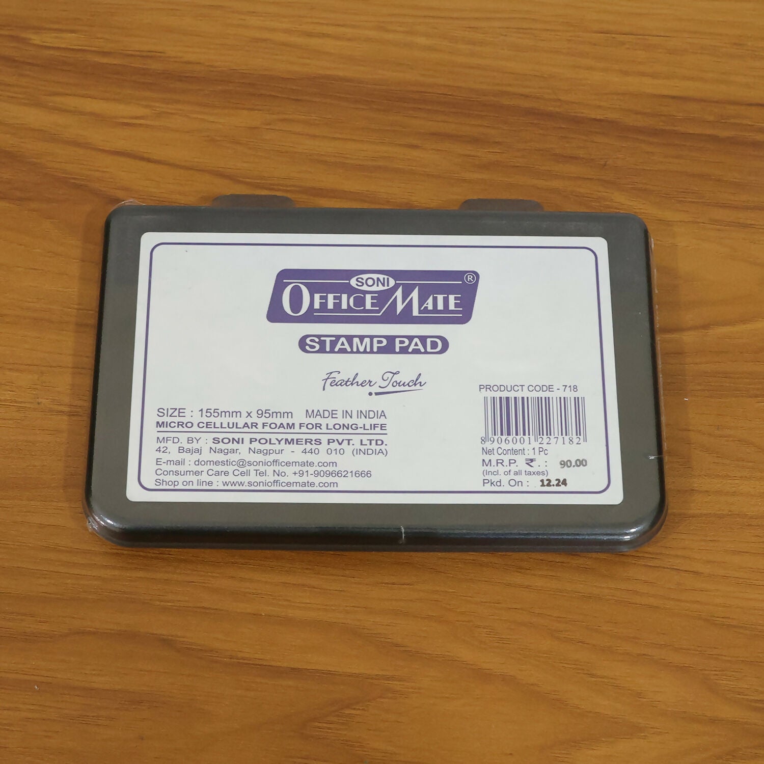 OfficeMate Black Feather Touch Stamp Pad for Office And School Use (155x95 mm)