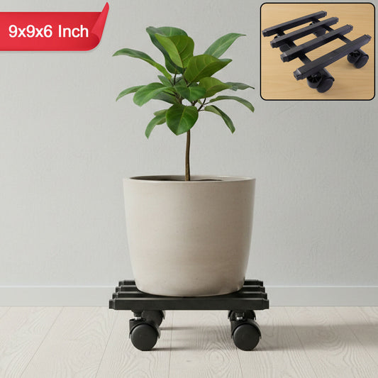 Square Heavy Duty Plant Pot Trolley with Wheels for Easy Movement, Indoor & Outdoor Planter Stand (9x9x6 Inch)