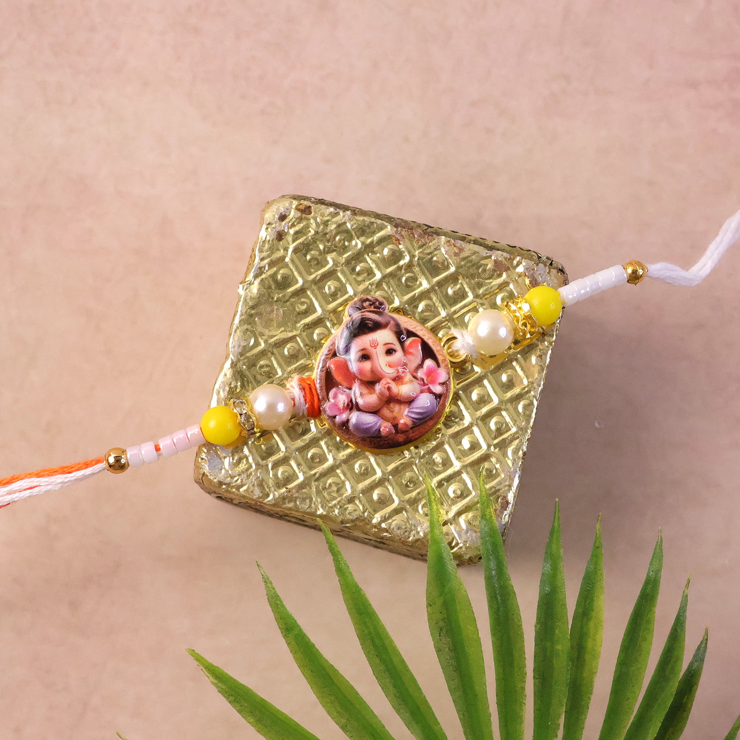 Ganesh Ji Premium Beaded Rakhi Symbol of Blessings & Prosperity (10pcs)