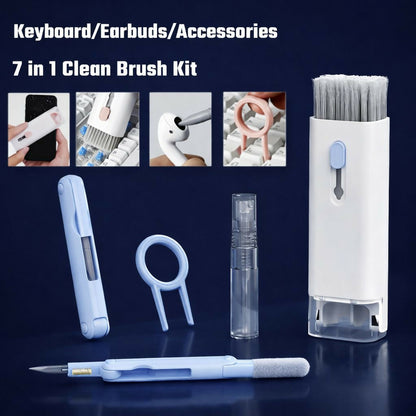 Blue 7 in 1 Electronics Cleaning Kit for Keyboard, Earbuds, Laptop & Mobile
