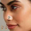 Gold Plated Non-Piercing CZ Crystal Cluster Nose Pin Combo
