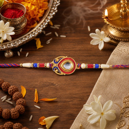Kundan Stone Beaded Rakhi Classic Design for Raksha Bandhan (5pcs)