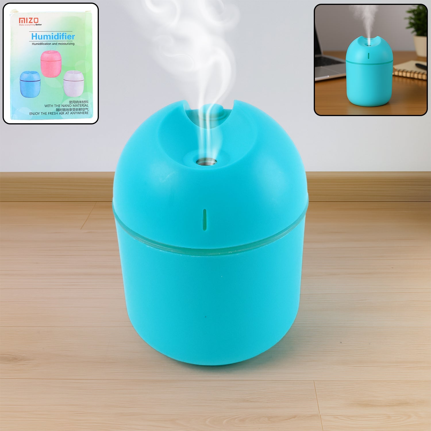 Blue USB Mini Air Humidifier for Home & Office (1 Pc)