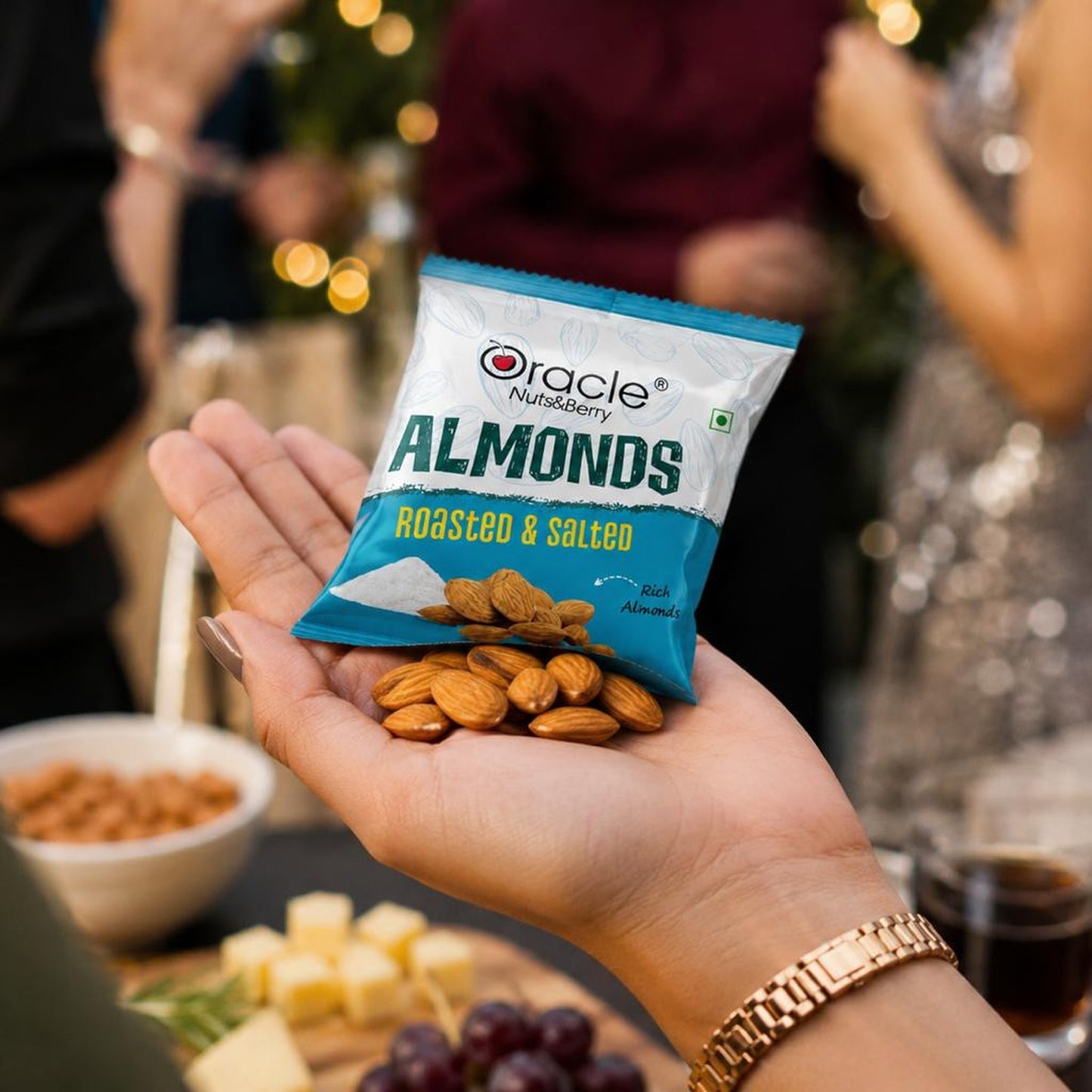 Oracle Roasted & Salted Almond Mini, Crunchy Single-Serve On-the-Go Badam Pack 18g
