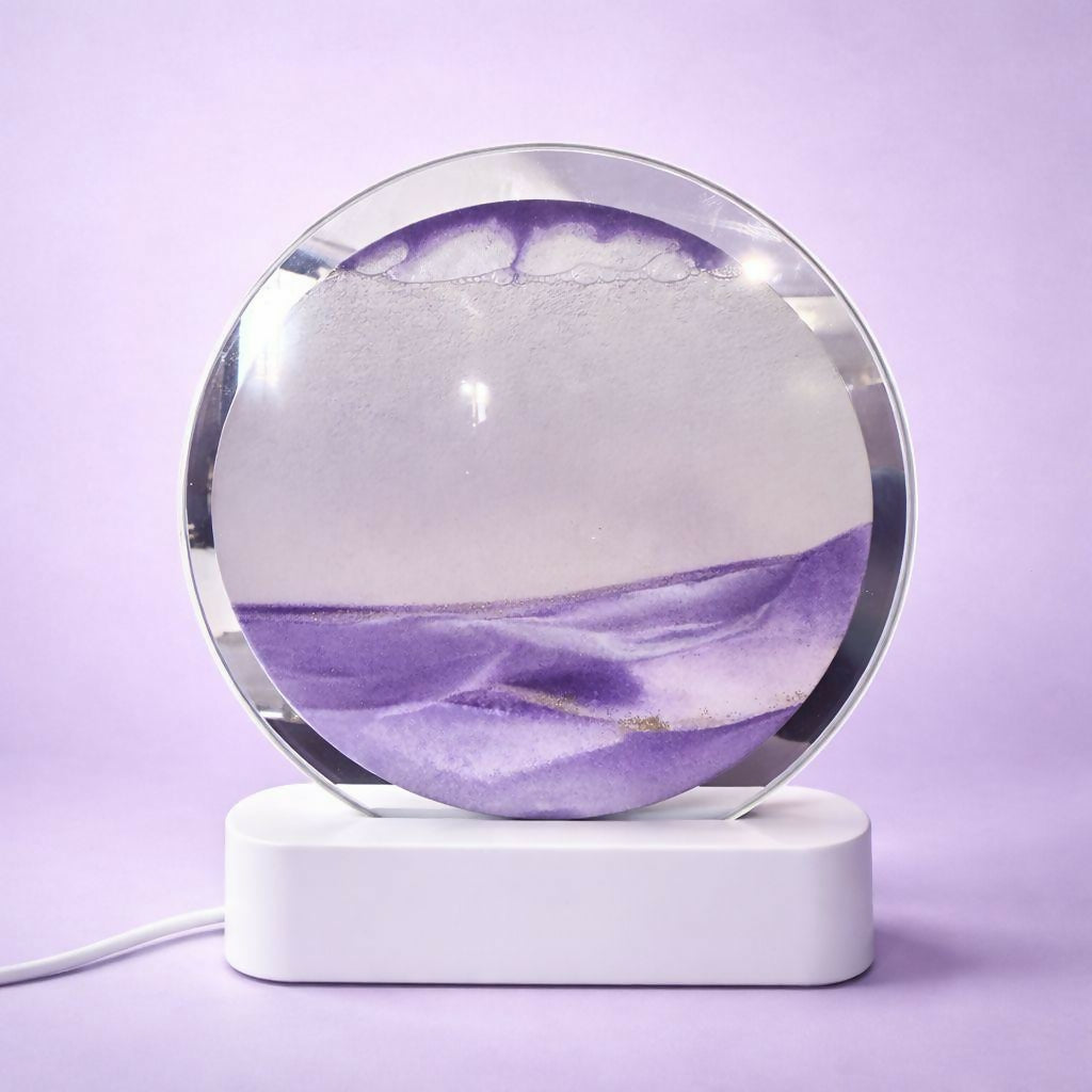 LED Round Static Lavender Sand Art Lamp | Ambient Decorative Night Light Décor