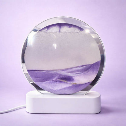 LED Round Static Lavender Sand Art Lamp | Ambient Decorative Night Light Décor