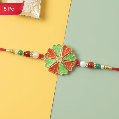 Traditional Rakhi Meenakari Floral Designer Raksha Bandhan (5pcs)