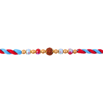 Beautiful Multicolor Designer Rakhi with Golden Centre and Cheerful Raksha Bandhan Style