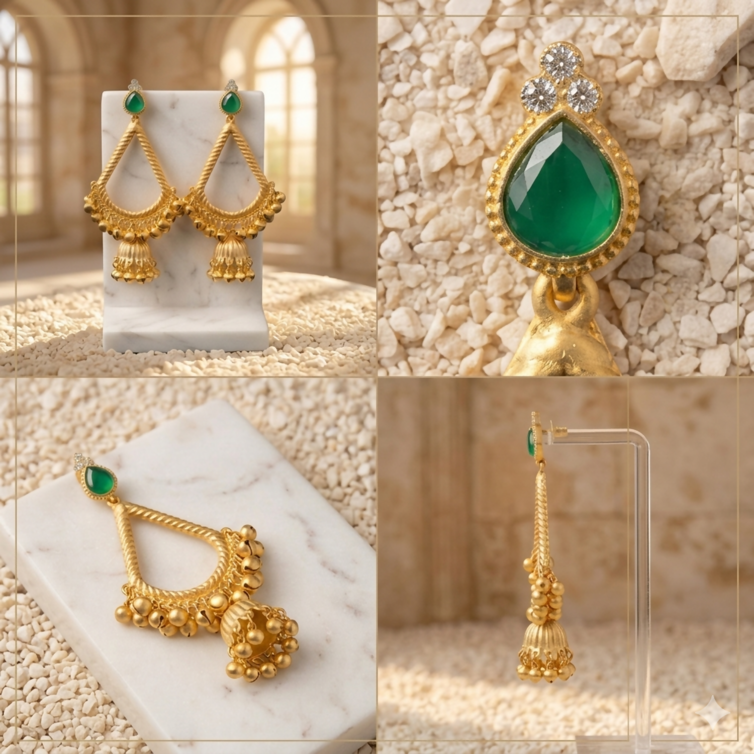 Traditional Kashmiri Inspired Jhumka Drop Earrings with Intricate Bell Detailing