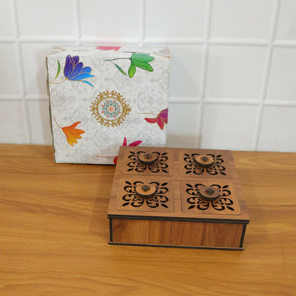 Premium Square Decorative Dry Fruit & Mukhwas Storage Box