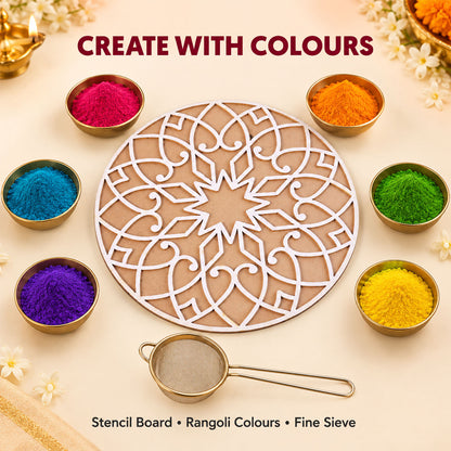 Designer Round Rangoli Stencil for Diwali, Navratri and Wedding Floor Decor