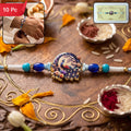 Rakhi Royal Mughal Peacock Designer Charm for Brother (10pcs)