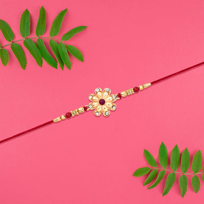 Golden Flower Rakhi for Brother Festive Raksha Bandhan Design (5pcs)