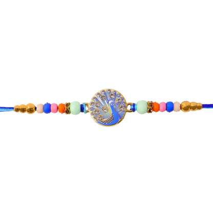 Rakhi for Brother Meenakari Peacock Crystal Beads Design (5pcs)