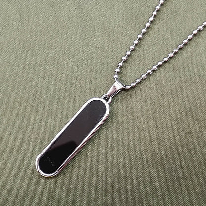 Black Enamel Chain Pendant For Men