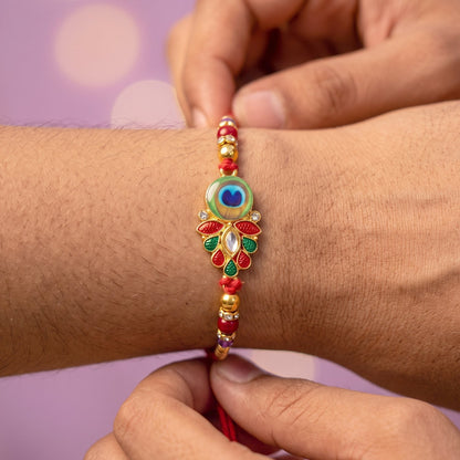 Designer Rakhi Peacock Paisley Beaded for Brother (5pcs)