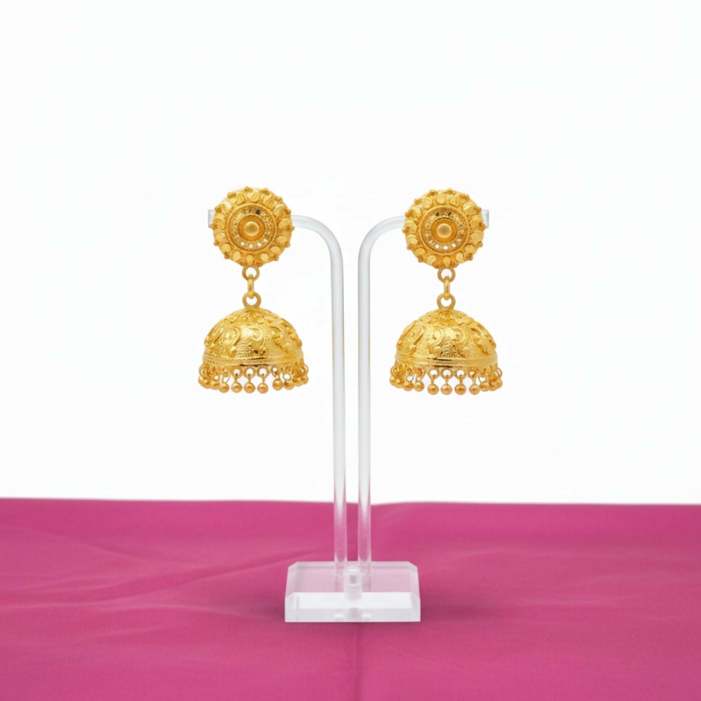 Elegant Golden Jhumka Earrings for Women & Girls – Traditional Fancy Jewellery
