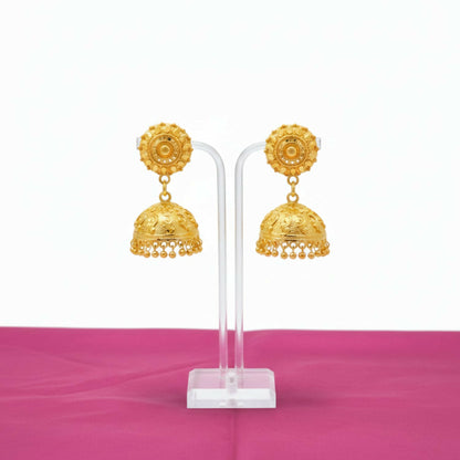 Elegant Golden Jhumka Earrings for Women & Girls – Traditional Fancy Jewellery