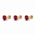 Ruby Nose Studs Set of 3 – Gold Plated Flat Back Labret Design