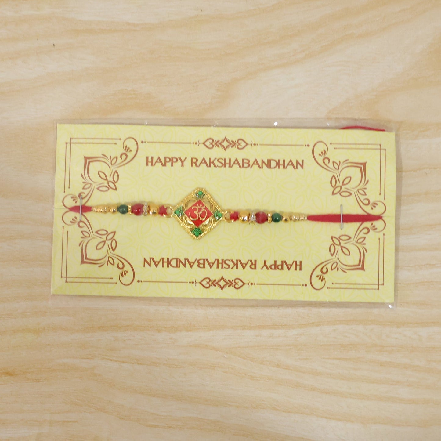 Square Om Kundan Beaded Traditional Rakhi for Brothers (10pcs)