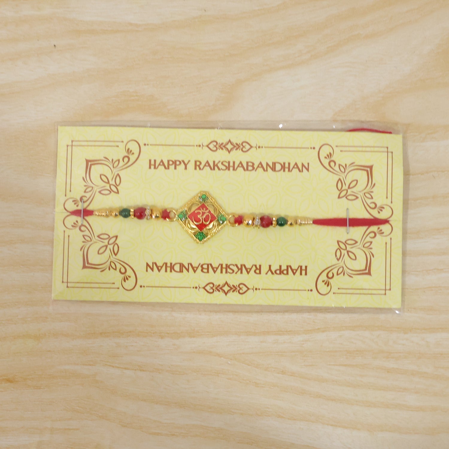 Square Om Kundan Beaded Traditional Rakhi for Brothers (10pcs)