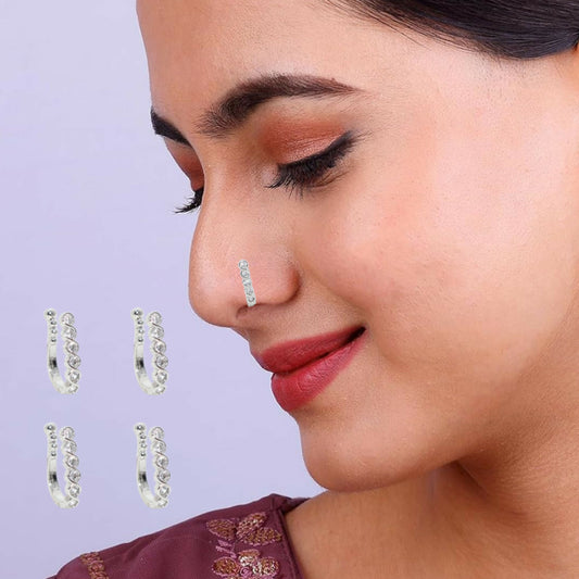 Non-Piercing AD Pave Nose Cuff | Multi-Color Stone Set Combo Pack of 4