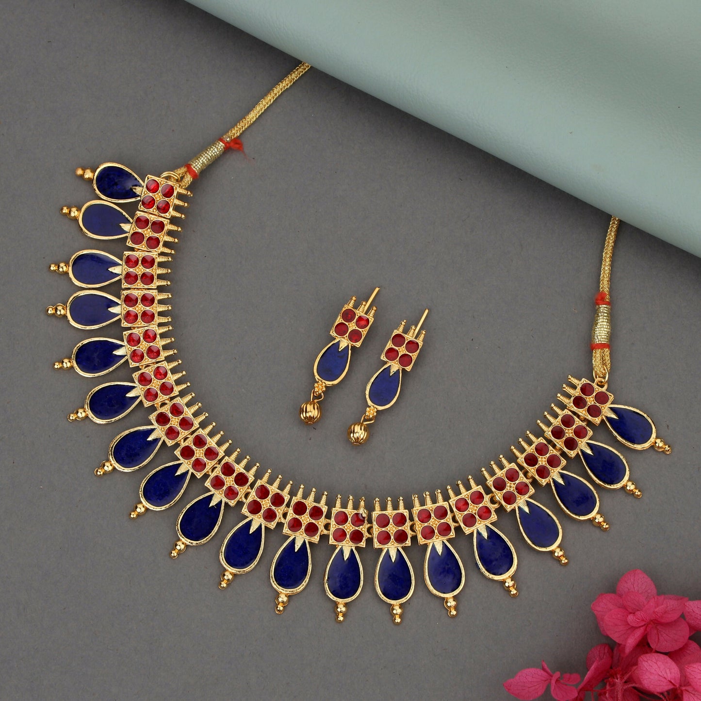 Modern Rose Gold Pave Crystal Teardrop Choker Set