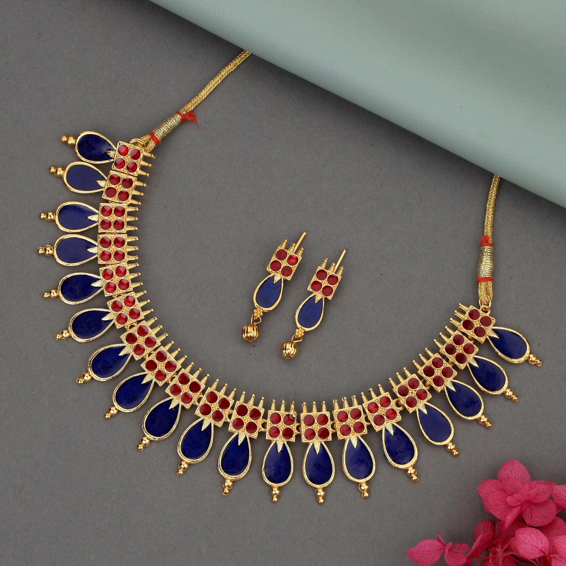 Modern Rose Gold Pave Crystal Teardrop Choker Set