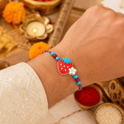 Strawberry Charm Kids Rakhi Designer Thread for Brother (5pcs)