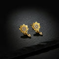 Gold Finish Drop Earrings – Floral Design with Sparkling Stones