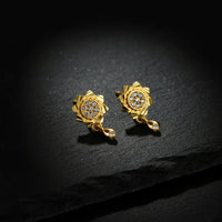 Floral Inspired Gold Finish Drop Earrings with Sparkling Stone Detail
