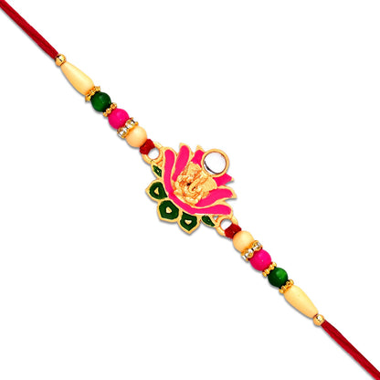 Ganesh Lotus Leaf Rakhi Designer Festive Gift for Raksha Bandhan (10pcs)