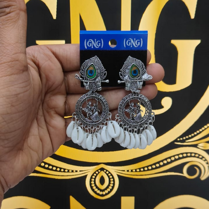 Oxidized Silver Look Tribal Statement Earrings