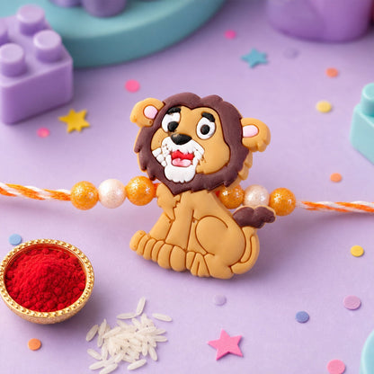 Lion Character Kids Beaded Rakhi for Brothers (5pcs)