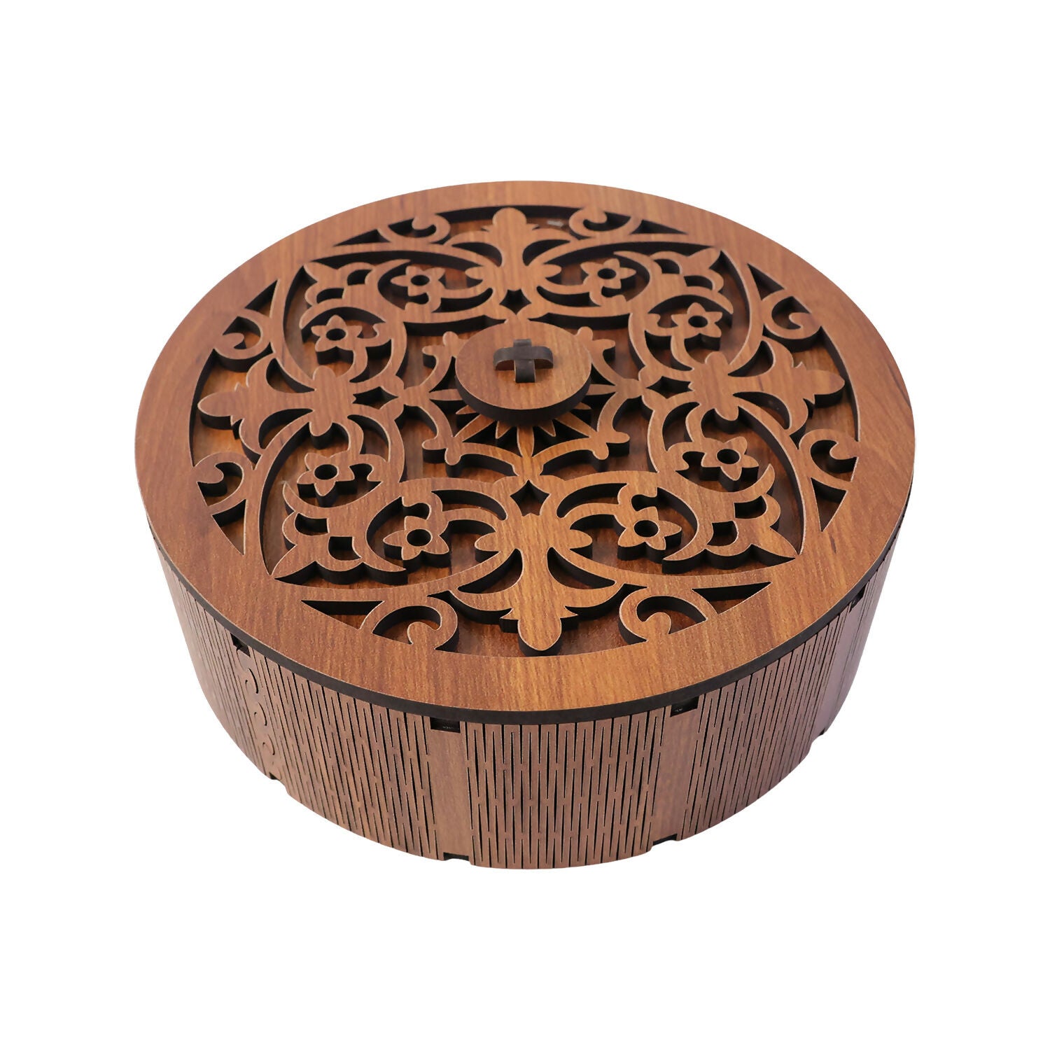 Decorative round storage box used as a gift box for traditional celebrations