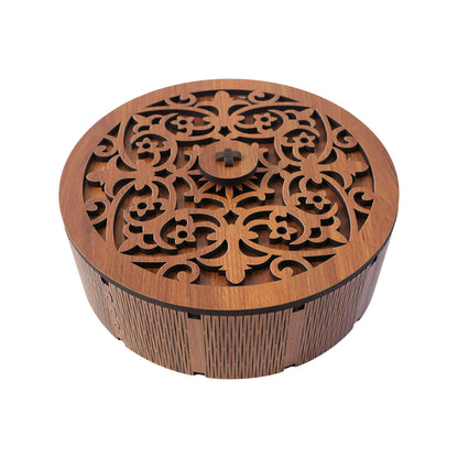 Decorative round storage box used as a gift box for traditional celebrations
