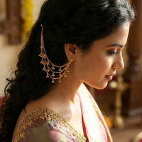 Gold Plated 3 Layer Ghungroo Ear Chain Traditional Kaan Chain Jewellery