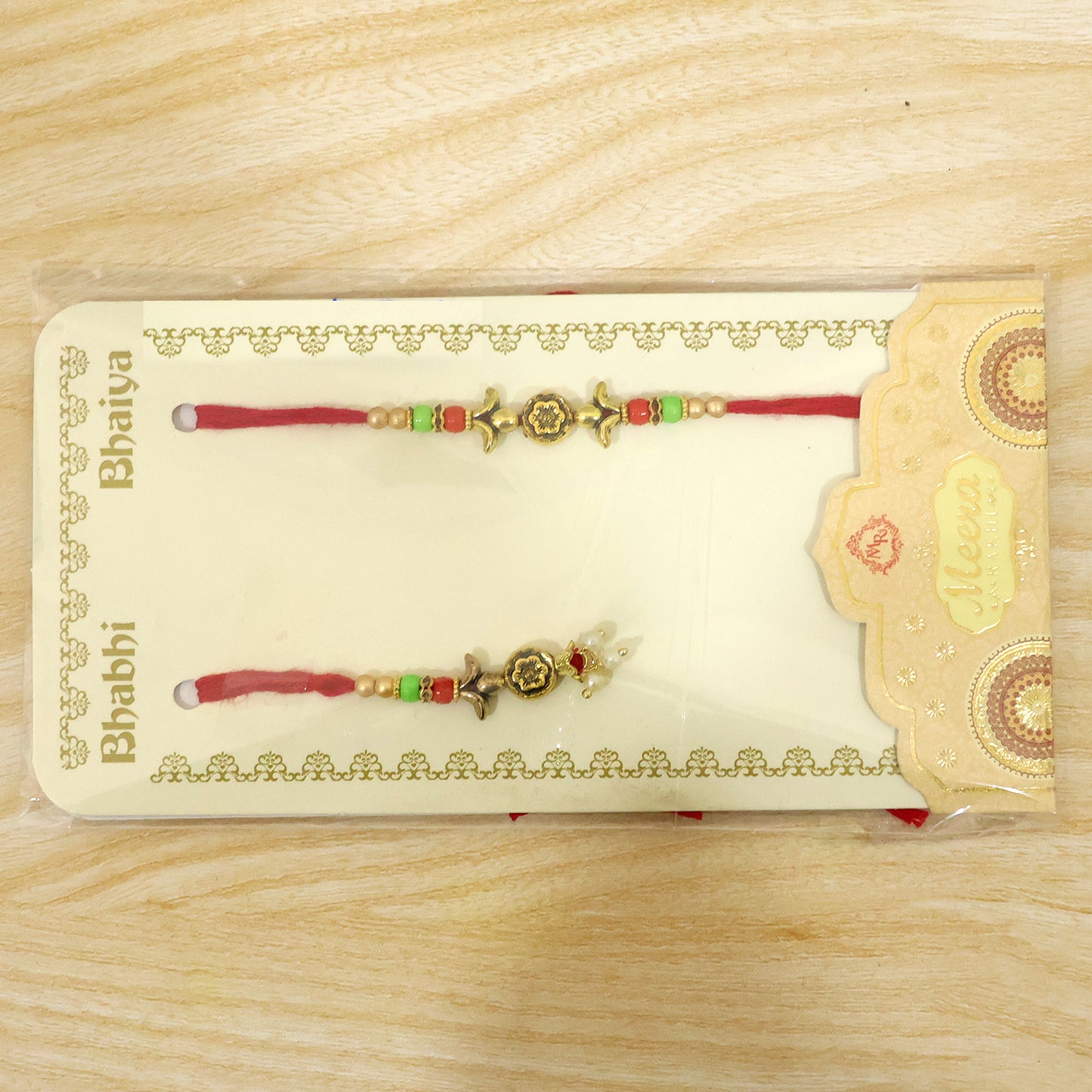 Graceful Floral Cluster Bhai Bhabhi Rakhi with Flower Center and Beads for Gifting