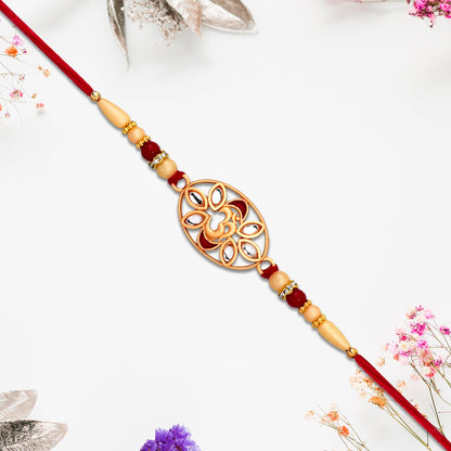 Om Kundan Rakhi Elegant Pearl Bead Design for Brother (10pcs)