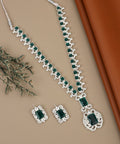 Silver-Tone All-Crystal Drop Necklace Set – Elegant Sparkle