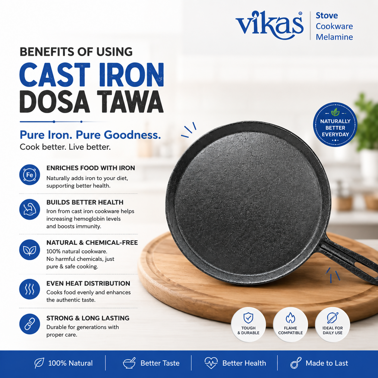 Cooking dosa on Vikas Cast Iron Dosa Tawa