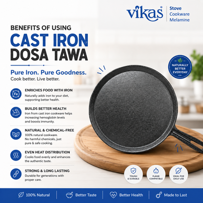 Cooking dosa on Vikas Cast Iron Dosa Tawa