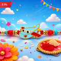 Kids Rakhi Playful Airplane Design Multicolor Beads (5pcs)