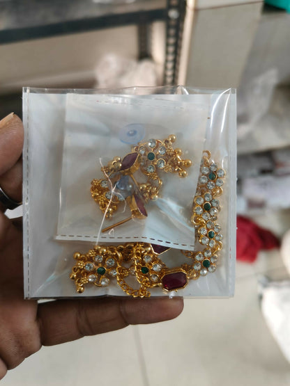 Romantic Rose Gold Ruby Red Crystal Heart Necklace Set