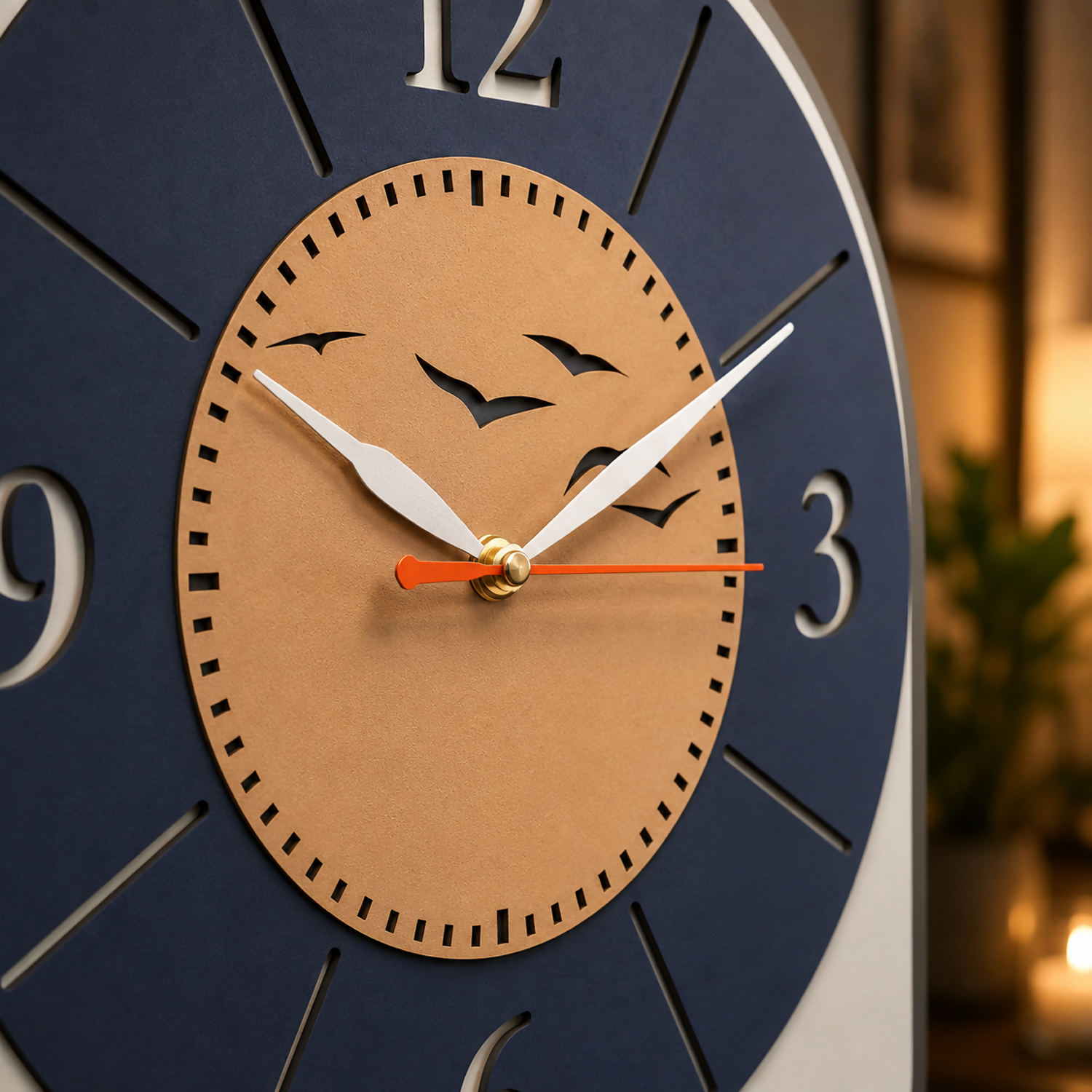Modern Bird Design Layered MDF Wall Clock Elegant Silent Décor Living Room Office back view for festive gifting home decor
