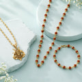 Gold-Tone Shiva Trishul Pendant with Rudraksha Necklace Set