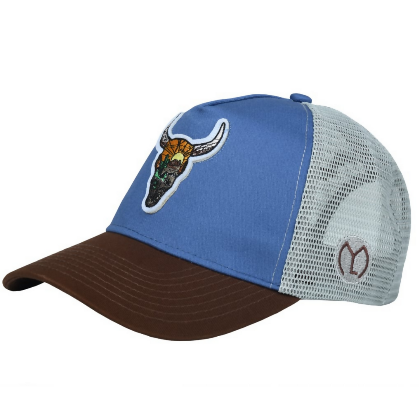 Stylish Blue Adjustable Cap with Bull Embroidery Breathable Casual Outdoor Fashion Cap for Men & Women