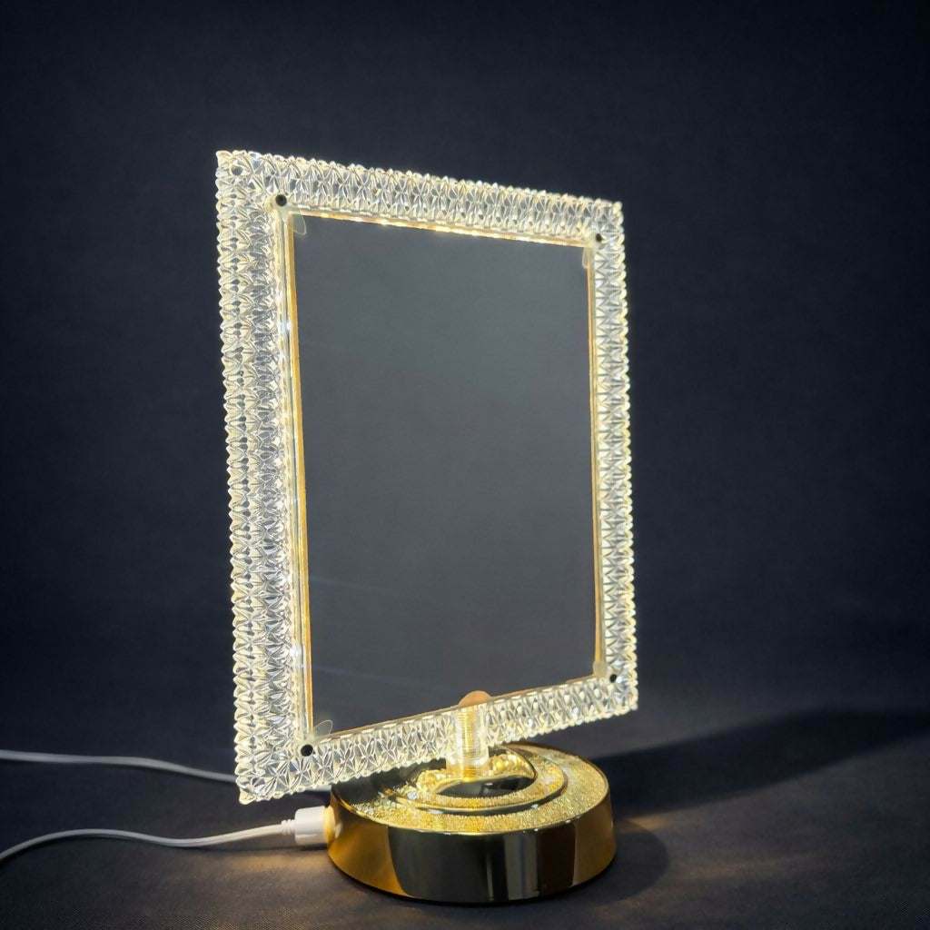 LED Crystal Photo Frame Lamp with Decorative Base | Table Night Light