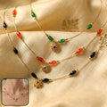 Multicolor Bead Gold Necklace – Elegant Floral Pendant Set