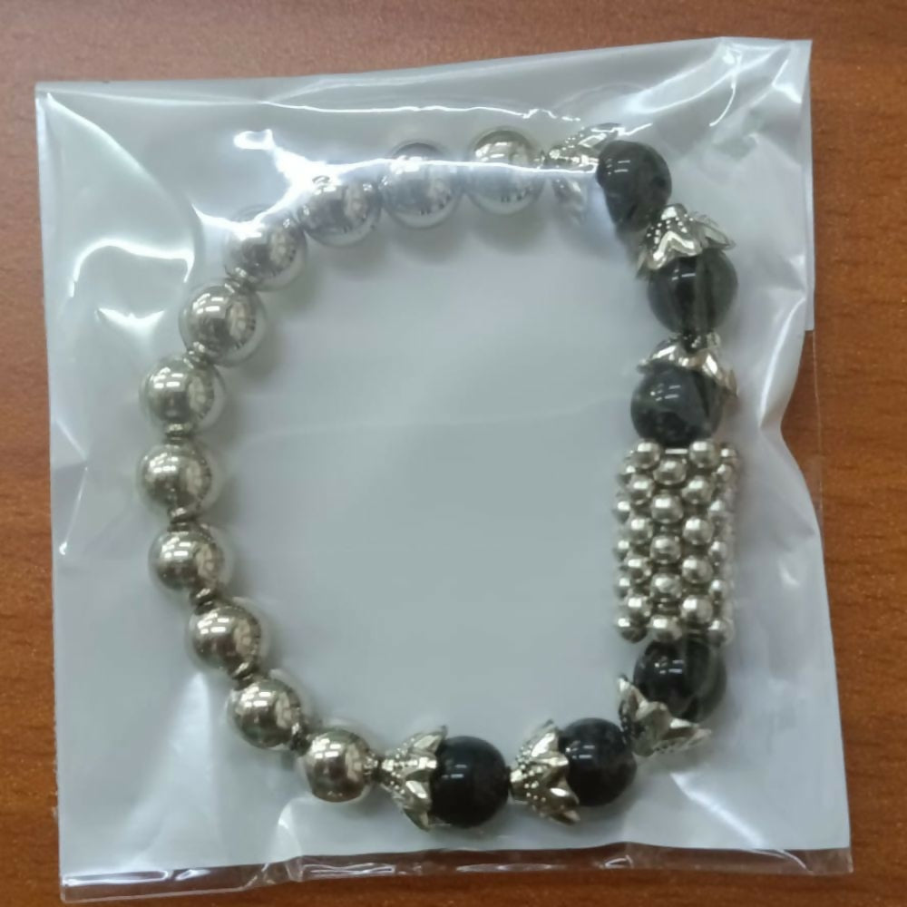 Classic Multi Beads Bracelet with Designer Silver Detailing